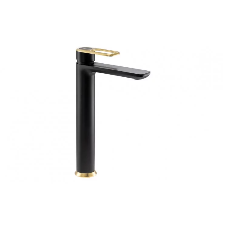 Abode Levarto Tall Basin Mixer - Matt Black & Brass