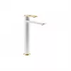 Abode Levarto Tall Basin Mixer - Matt White & Brass Abode Levarto Tall Basin Mixer - Matt White & Brass