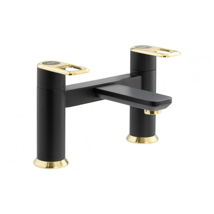 Abode Levarto Deck Mounted Bath Filler - Matt Black & Brass