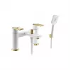 Abode Levarto Deck Mounted Bath Shower Mixer - Matt White & Brass