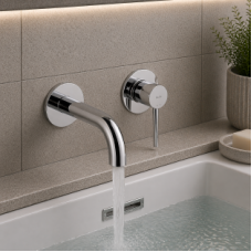 Abode Chao Wall Mounted 2-Hole Bath Mixer - Chrome Bathroom Taps