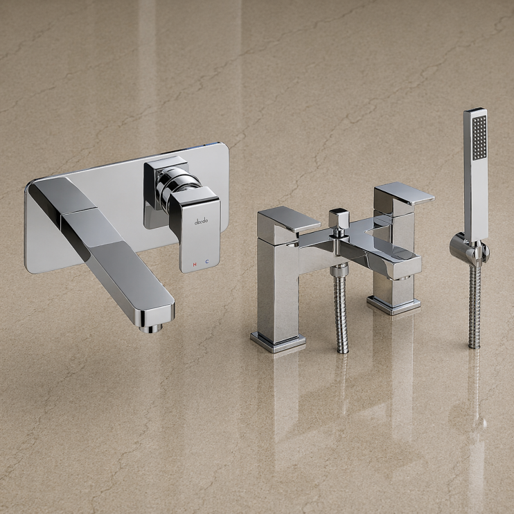Abode Fervour Bathroom Chrome Tap Pack Offer (Wall Mounted Basin Mixer & Bath/Shower Mixer) Abode Fervour Bathroom Chrome Tap Pack Offer (Wall Mounted Basin Mixer & Bath/Shower Mixer)