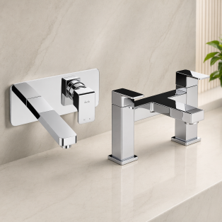 Abode Fervour Chrome Bathroom Tap Pack (Wall Mounted Basin Mixer & Bath Filler) 