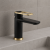 Abode Levarto Basin Mixer - Matt Black & Brass Abode Levarto Basin Mixer - Matt Black & Brass