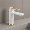 Abode Levarto Basin Mixer - Matt White & Brass