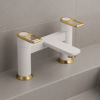 Abode Levarto Deck Mounted Bath Filler - Matt White & Brass