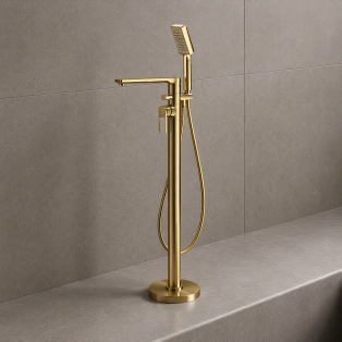 Abode Levarto Floor Standing Bath Shower Mixer - Brushed Brass