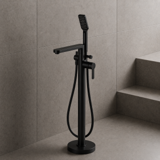 Abode Levarto Floor Standing Bath Shower Mixer - Matt Black Abode Levarto Floor Standing Bath Shower Mixer - Matt Black