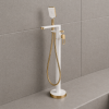 Bathroom Mixed Coloured Taps AB2806 Abode Levarto Floor Standing Bath Shower Mixer - Matt White & Brass