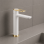Abode Levarto Tall Basin Mixer - Matt White & Brass