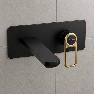 Abode Levarto Wall Mounted Basin/Bath Mixer - Matt Black & Brass