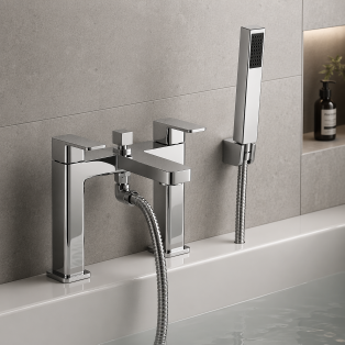 Adria Bath/Shower Mixer & Bracket - Chrome Bathroom Taps