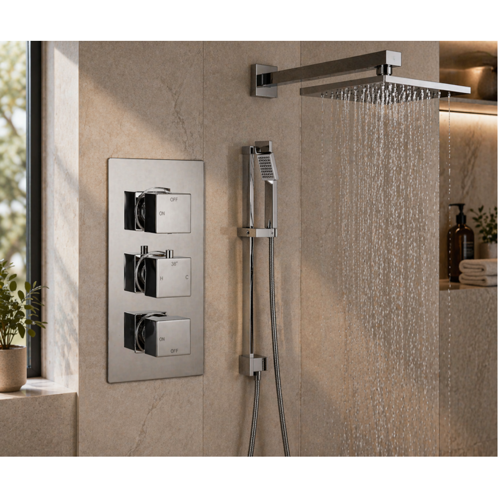 Cosmic Square Shower Valve & Kit Pack 3 - Chrome Cosmic Square Shower Valve & Kit Pack 3 - Chrome