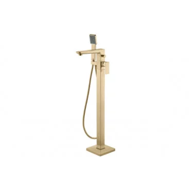Berio Floor Standing Bath/Shower Mixer - Brushed Brass Bathroom Taps