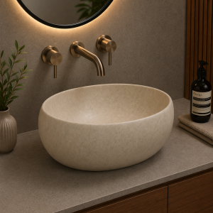 Haku 400mm Ceramic Washbowl - Stone Effect Haku 400mm Ceramic Washbowl - Stone Effect