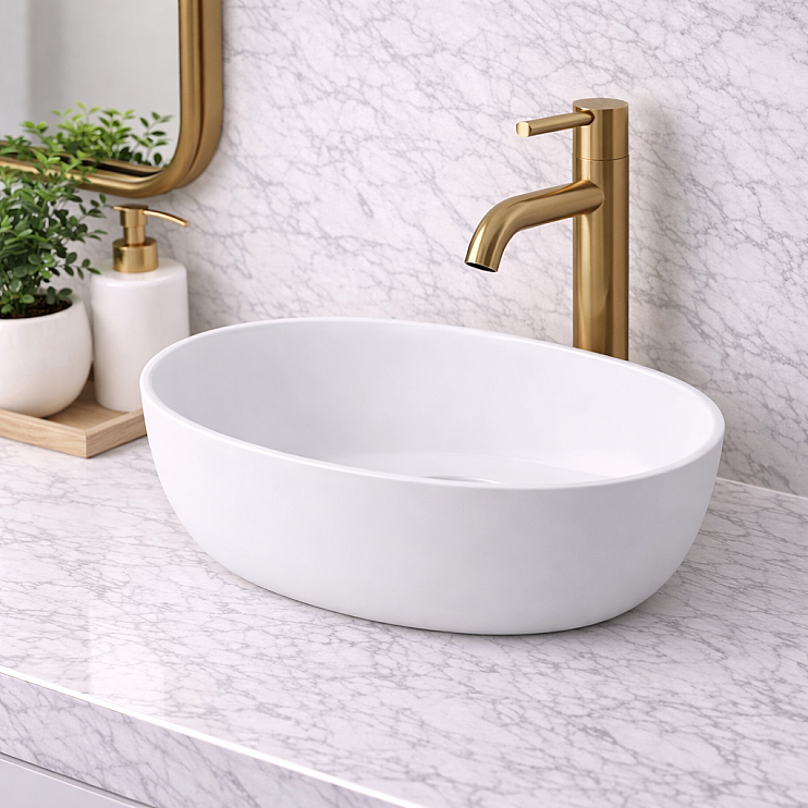 VitrA Geo 545x400mm 0TH Basin w/Overflow - White