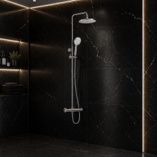 VitrA Aquaheat Bliss 240 Thermostatic Shower Column w/2-Function Overhead - Chrome