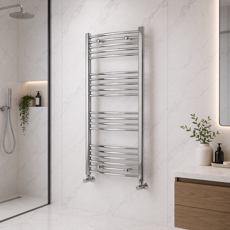 Grada Curved 30mm Ladder Radiator (600x1600x30mm) - Chrome