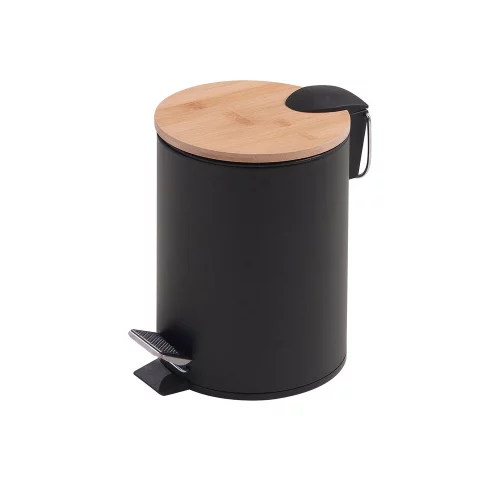 Bathroom Waste Pedal Bins 1409-41 Origins Living Kenta Pedal Bin 5L - Black/Bamboo 1409-41