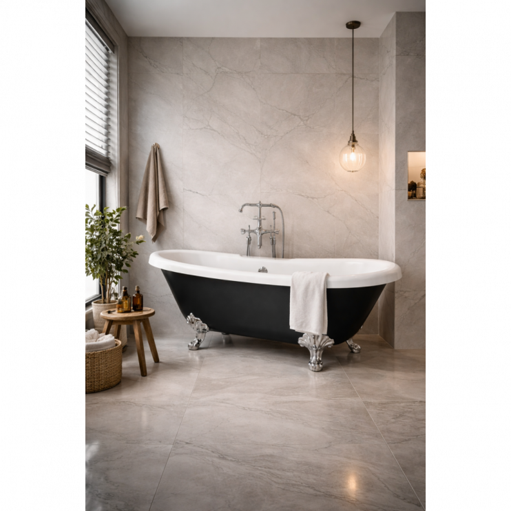 Richmond Freestanding 1690x740x620mm 2TH Bath w/Feet - Black Richmond Freestanding 1690x740x620mm 2TH Bath w/Feet - Black