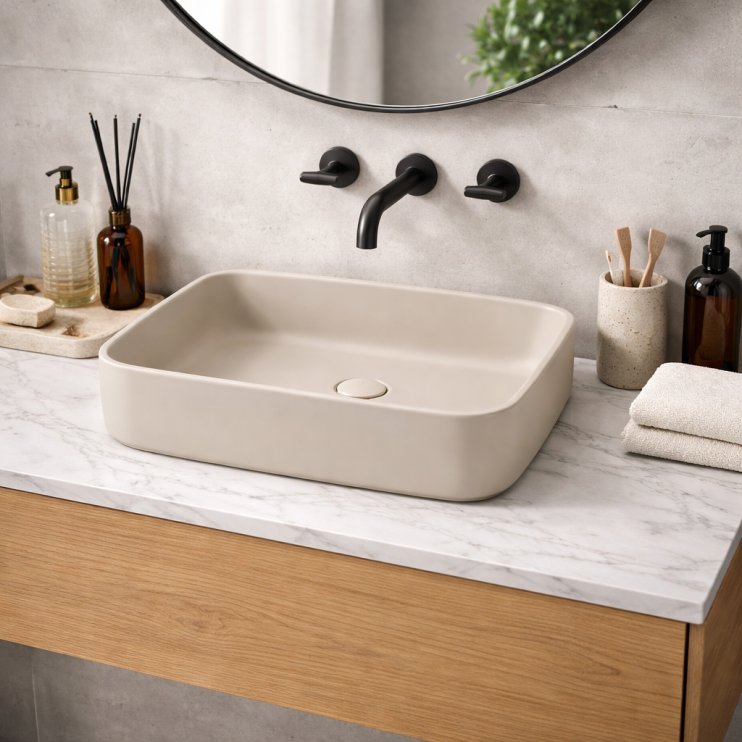 Abode Cava 450x350mm Tablet Basin - Pebble Grey