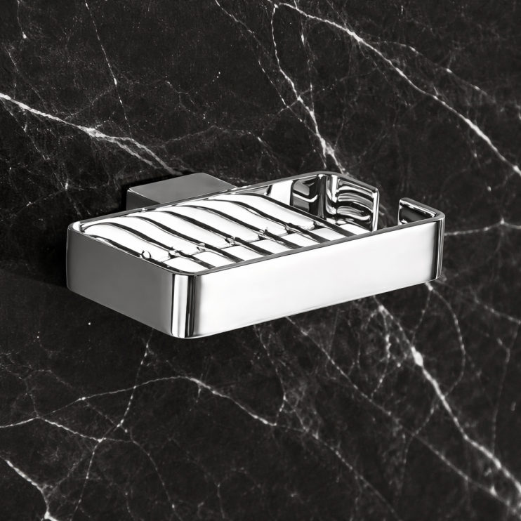 Origins Living Lounge Metal Soap Basket - Chrome 5412-13 Bathroom Accessory