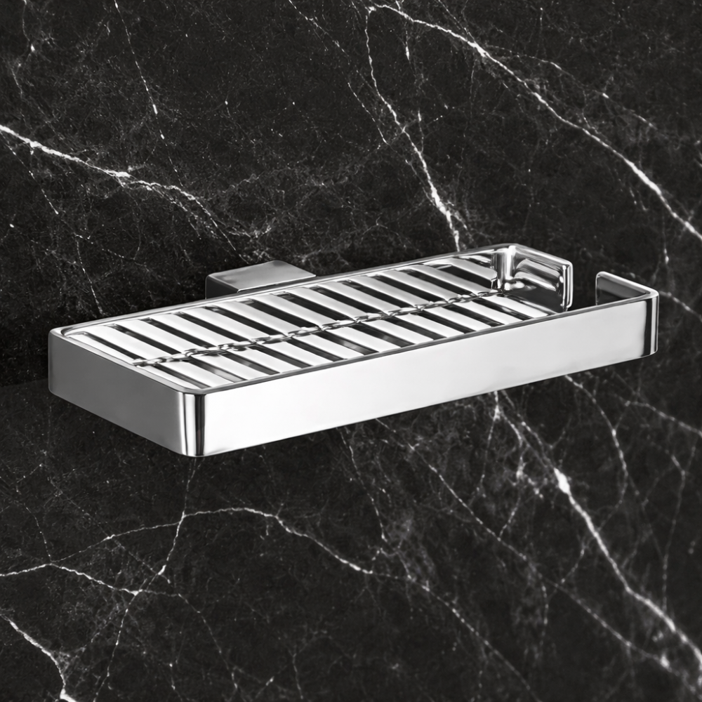 Origins Living Lounge Double Metal Soap Basket - Chrome 5418-13 Bathroom Accessory