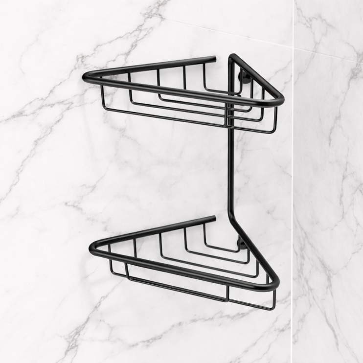 Elena 2-Tier Corner Shower Caddy - Black