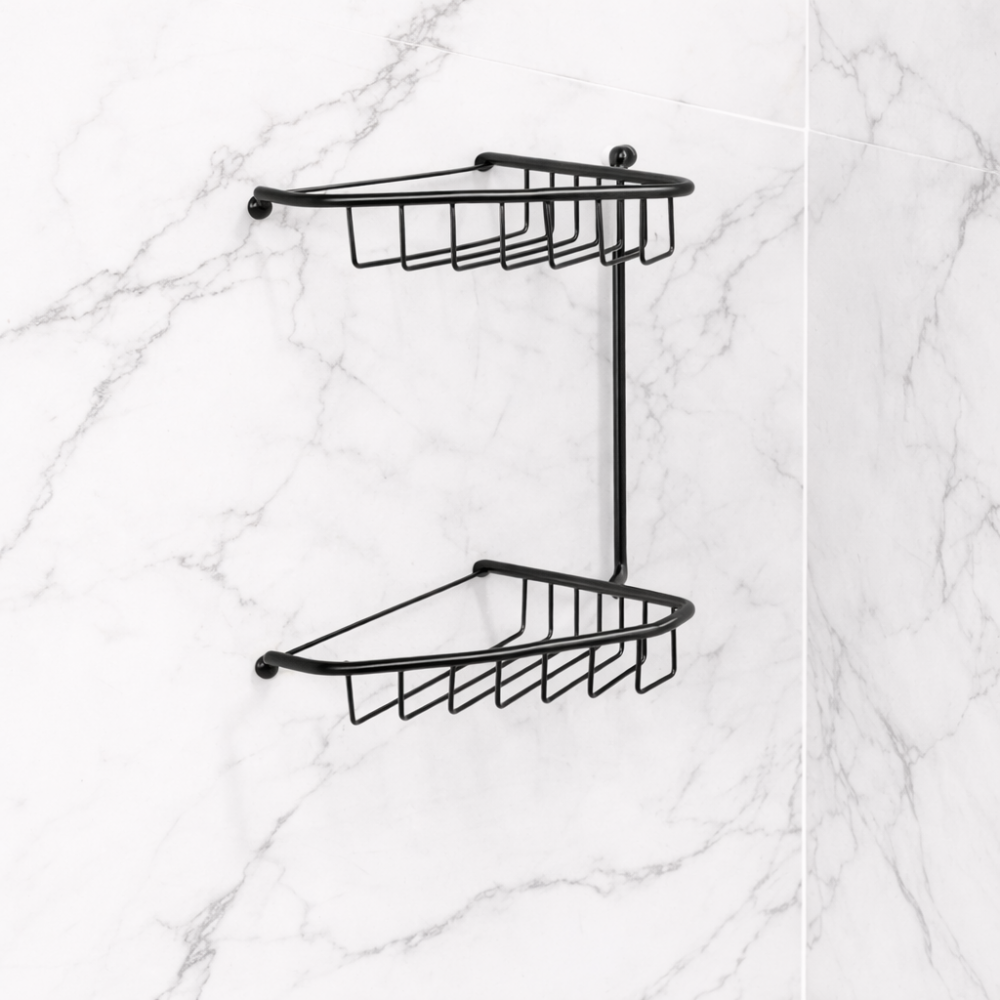 Elena Baskets DIAC0186 Elena 3-Tier Corner Shower Caddy - Black