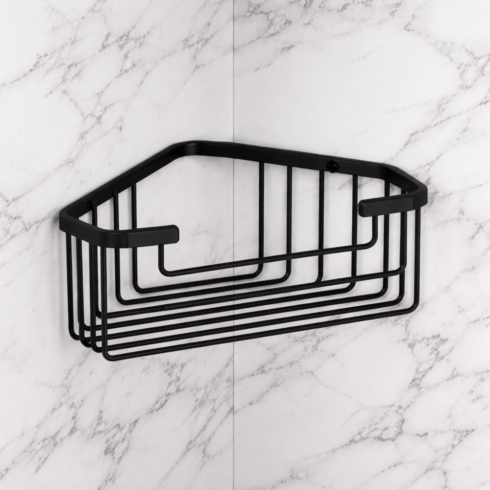 Wire Shower Baskets 2483-14 Origins Living Gedy Deep Corner Basket - Black 2483-14