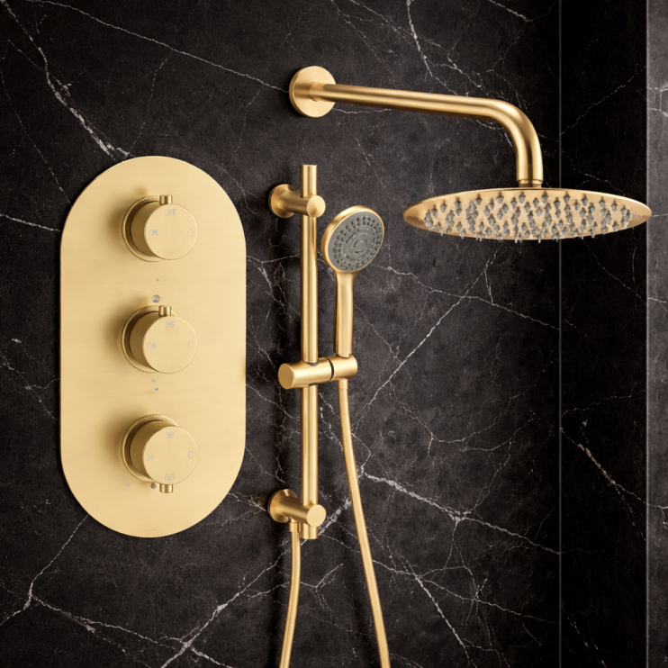Aurora Round Shower Valve & Kit Pack 3 - Brushed Brass Aurora Round Shower Valve & Kit Pack 3 - Brushed Brass