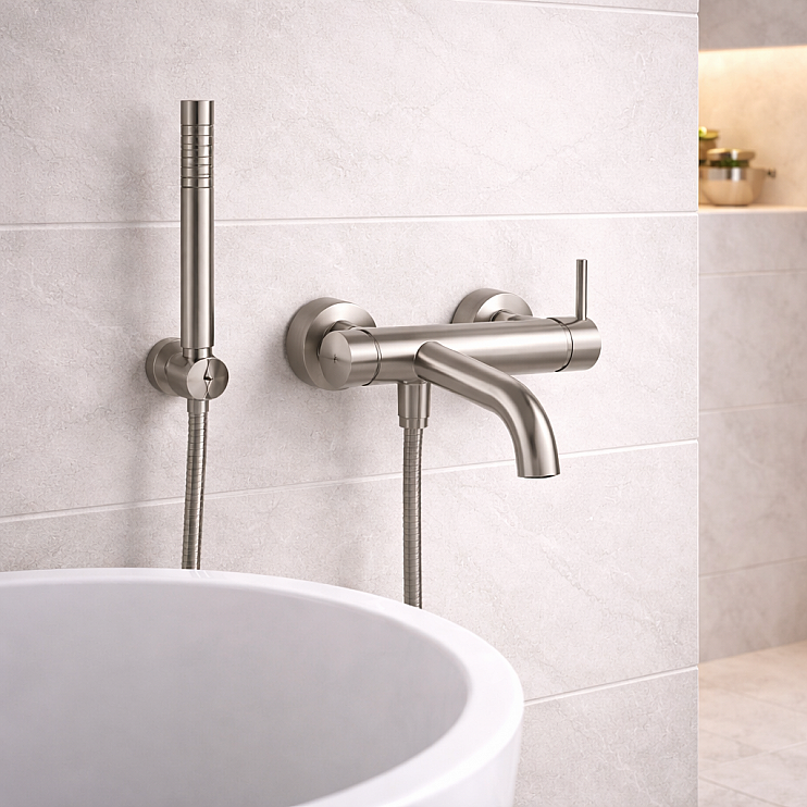 Bathroom Basin/Bath Wall Mixers S/Steel