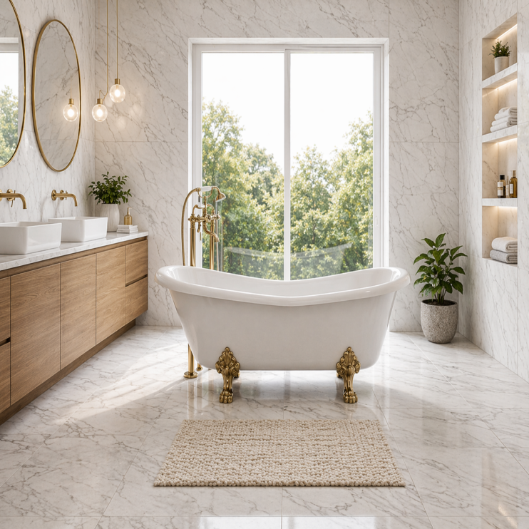 Bayswater Freestanding 1530x670x760mm 2TH Bath w/Feet