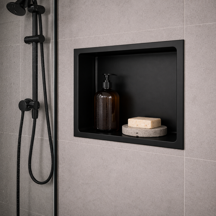 305x360mm Bathroom Niche - Matt Black
