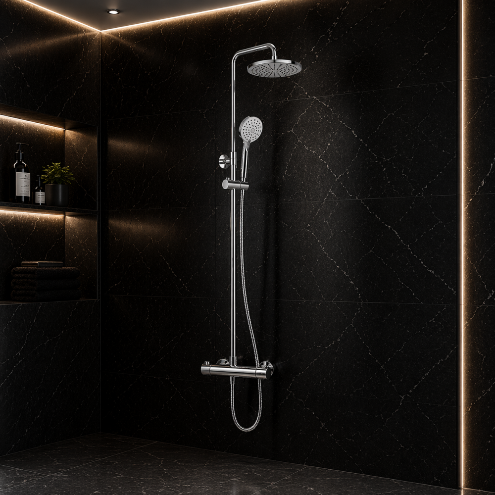 Columns Showers Chrome VTCM0212 VitrA Aquaheat Bliss 250 Thermostatic Shower Column - Chrome