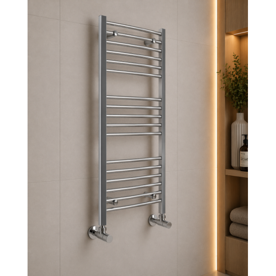 Grada Curved 30mm Ladder Radiator (500x1200x30mm) - Chrome Heated towel rails 