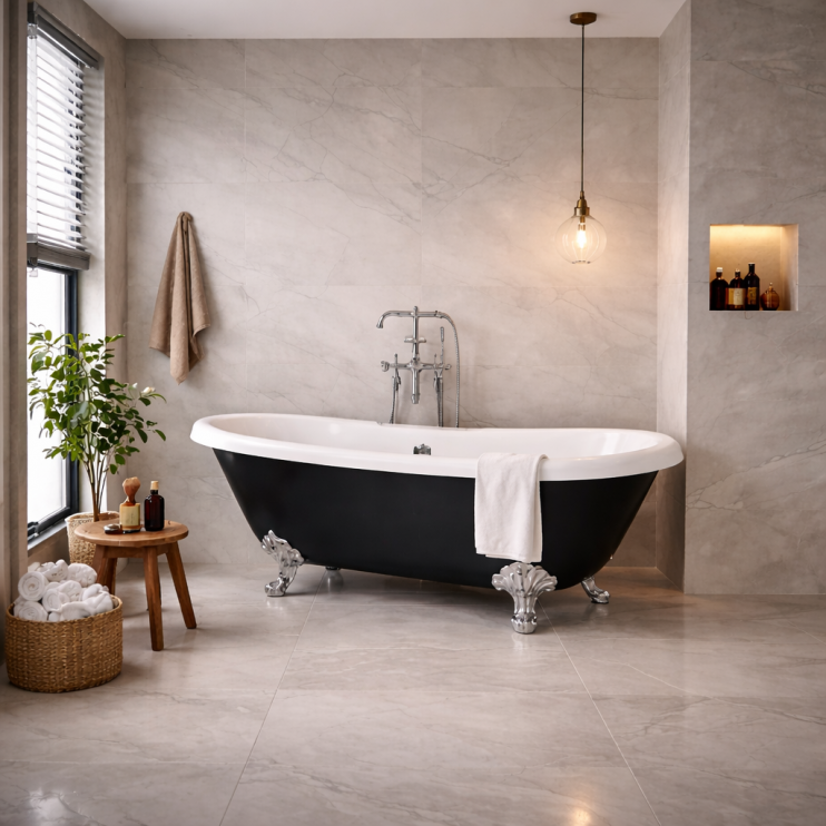 Richmond Freestanding 1690x740x620mm 2TH Bath w/Feet - Black