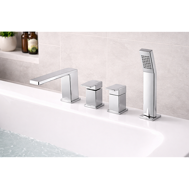 Vema Lys 4-Hole Deck Mounted Bath/Shower Mixer - Chrome Bathroom Taps