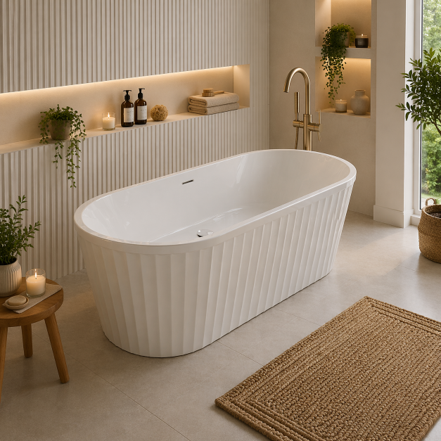 Striata Fluted Freestanding 1700x750x570mm 0TH Bath Striata Fluted Freestanding 1700x750x570mm 0TH Bath