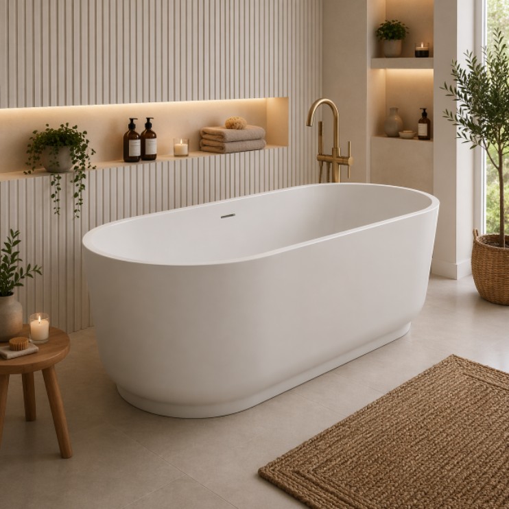 Ludlow Freestanding 1685x804mm 0TH Bath - Matt White Ludlow Freestanding 1685x804mm 0TH Bath - Matt White