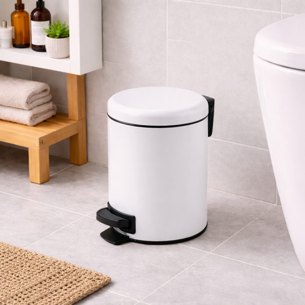 Bathroom Waste Pedal Bins 3309-02 Origins Living Potty Pedal Bin 5L - White 3309-02