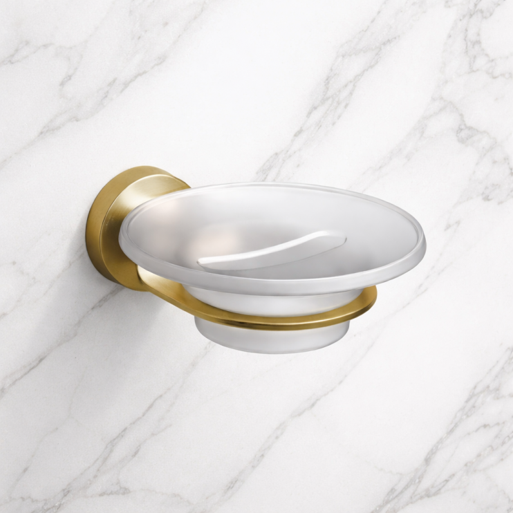Origins Living Tecno Project Glass Soap Dish - Brushed Brass 202997 Origins Living Tecno Project Glass Soap Dish - Brushed Brass 202997