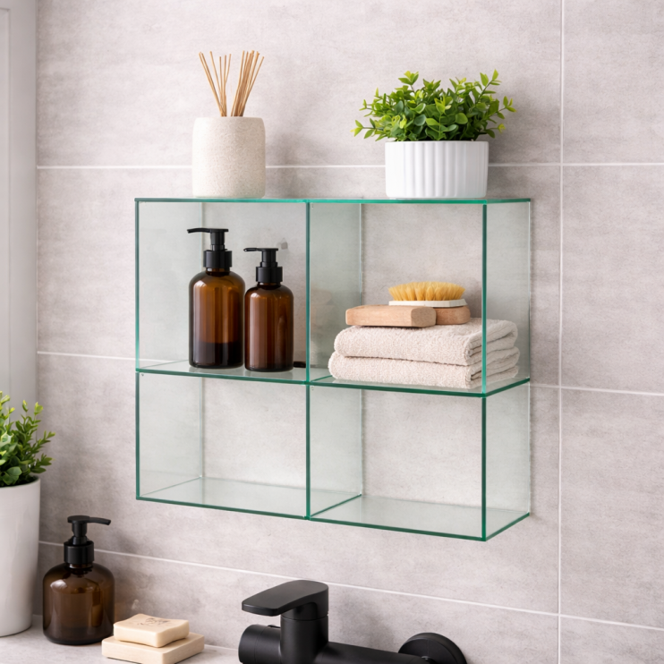 Origins Living Pier Glass 4 Box Shelf Square - Clear B008516