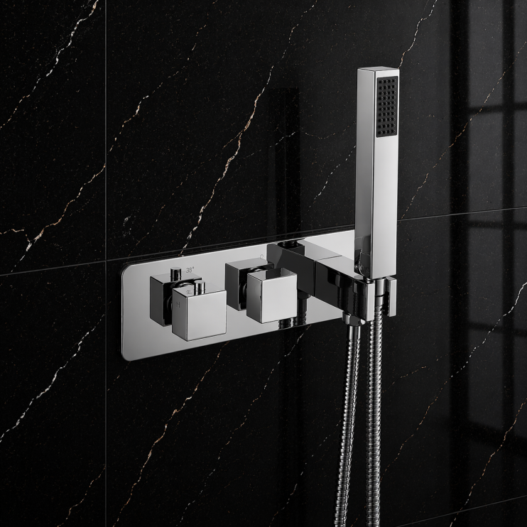 Lyra Thermostatic Two Outlet Shower Valve w/Handset - Chrome