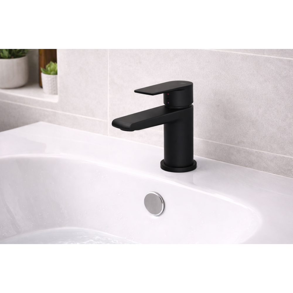 Bathroom Basin Mixers Black DITS1180 Vema Timea Basin Mixer - Matt Black