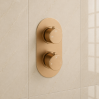 Aurora Thermostatic Single Outlet Twin Shower Valve - Brushed Bronze