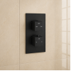 Cosmic Thermostatic Two Outlet Twin Shower Valve - Matt Black