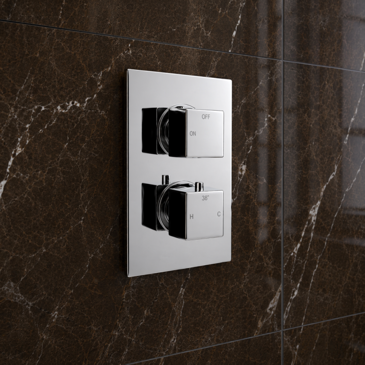 Cosmic Thermostatic Single Outlet Twin Shower Valve - Chrome