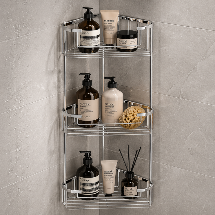 Origins Living Gedy Triple Corner Basket - Chrome 2484-13