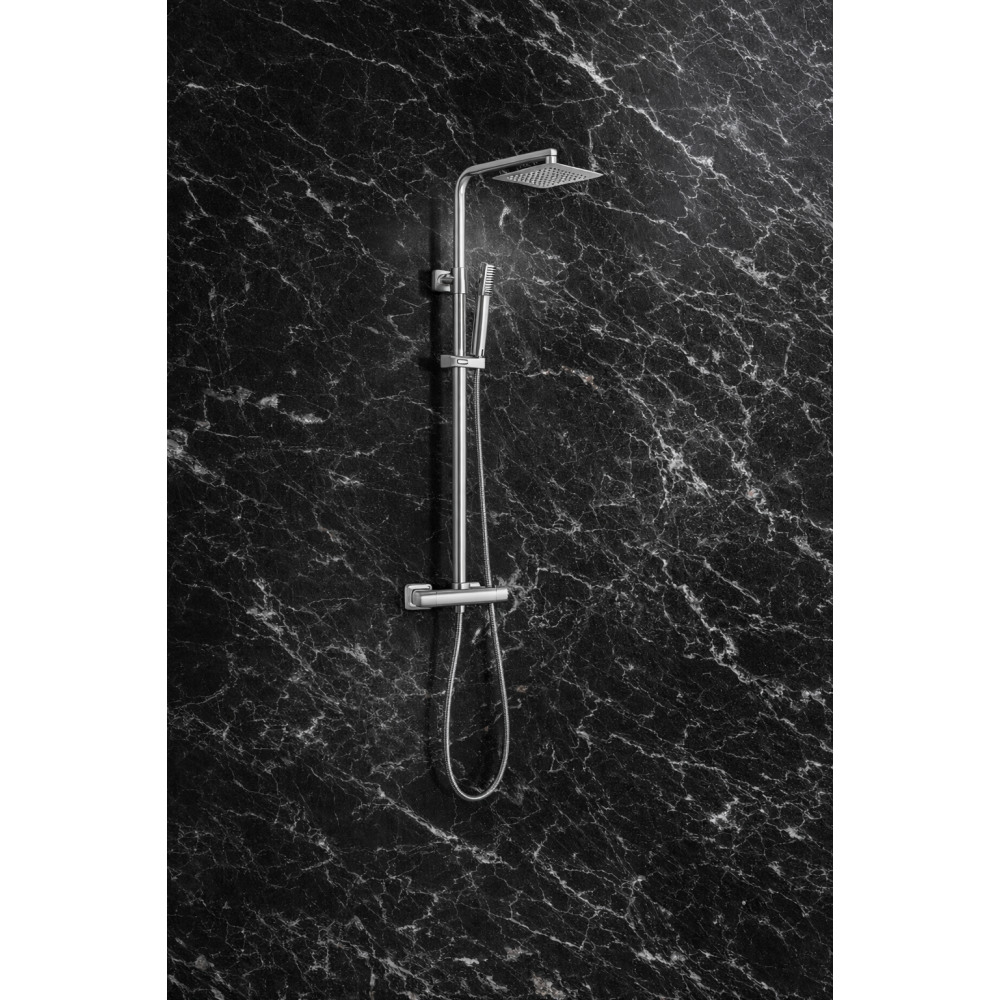 Column Showers Nickel/Steel DICM0520 Vema Thermostatic Shower Column w/Fixed Head & Riser - St/Steel